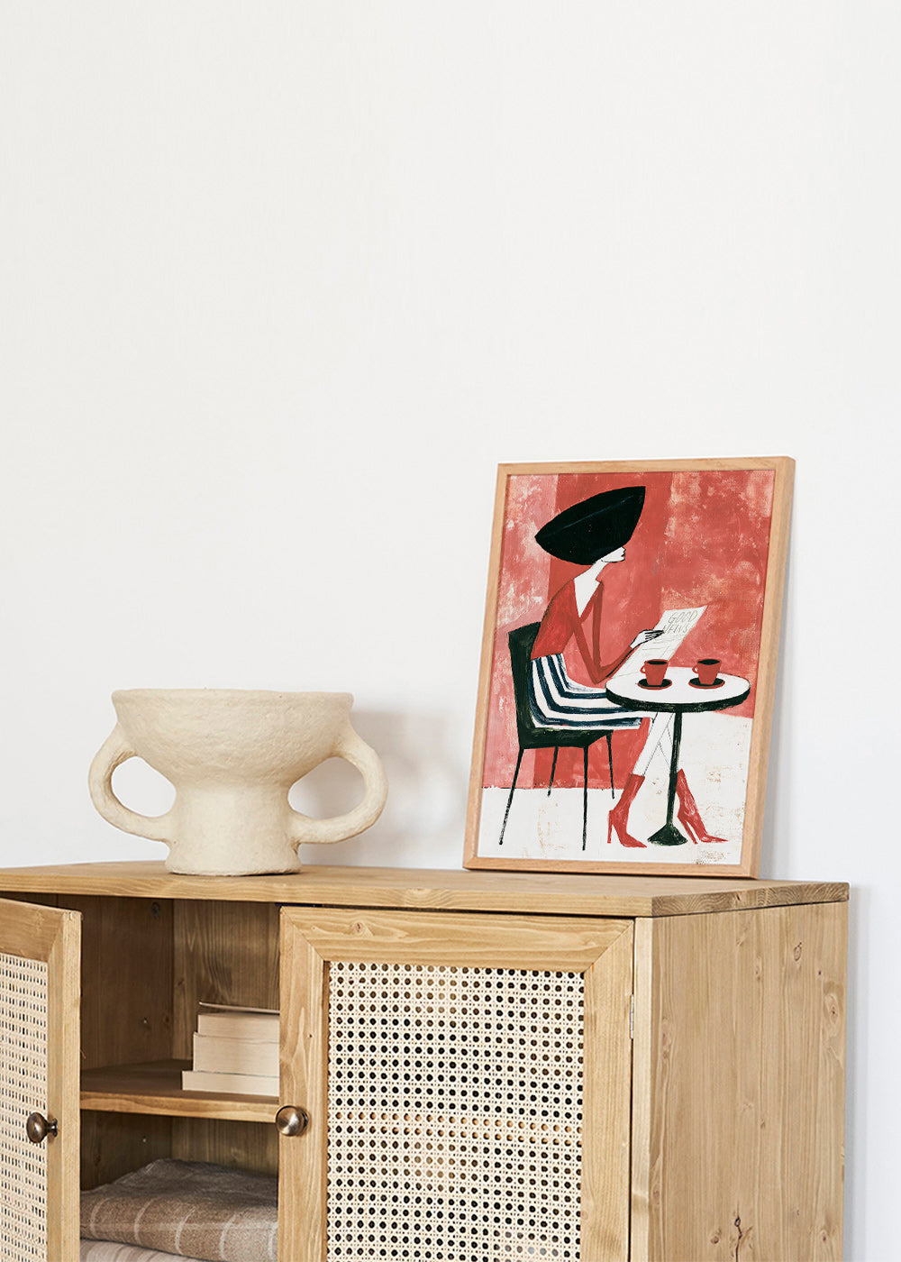 Art de cuisine femme au café