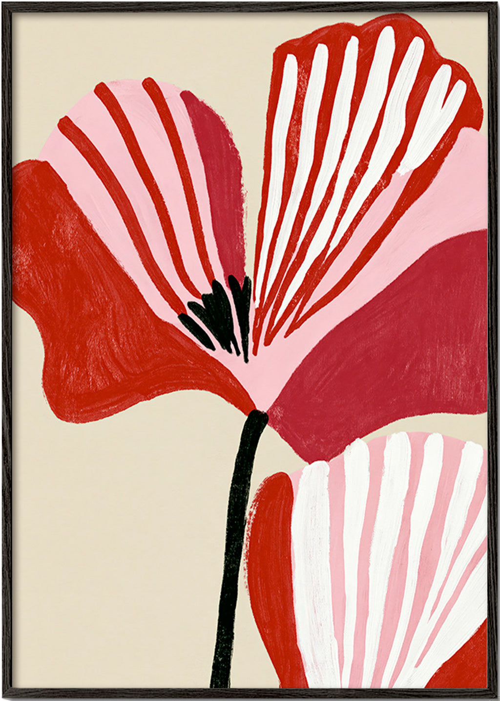 Impression botanique Twin Petals rose et rouge