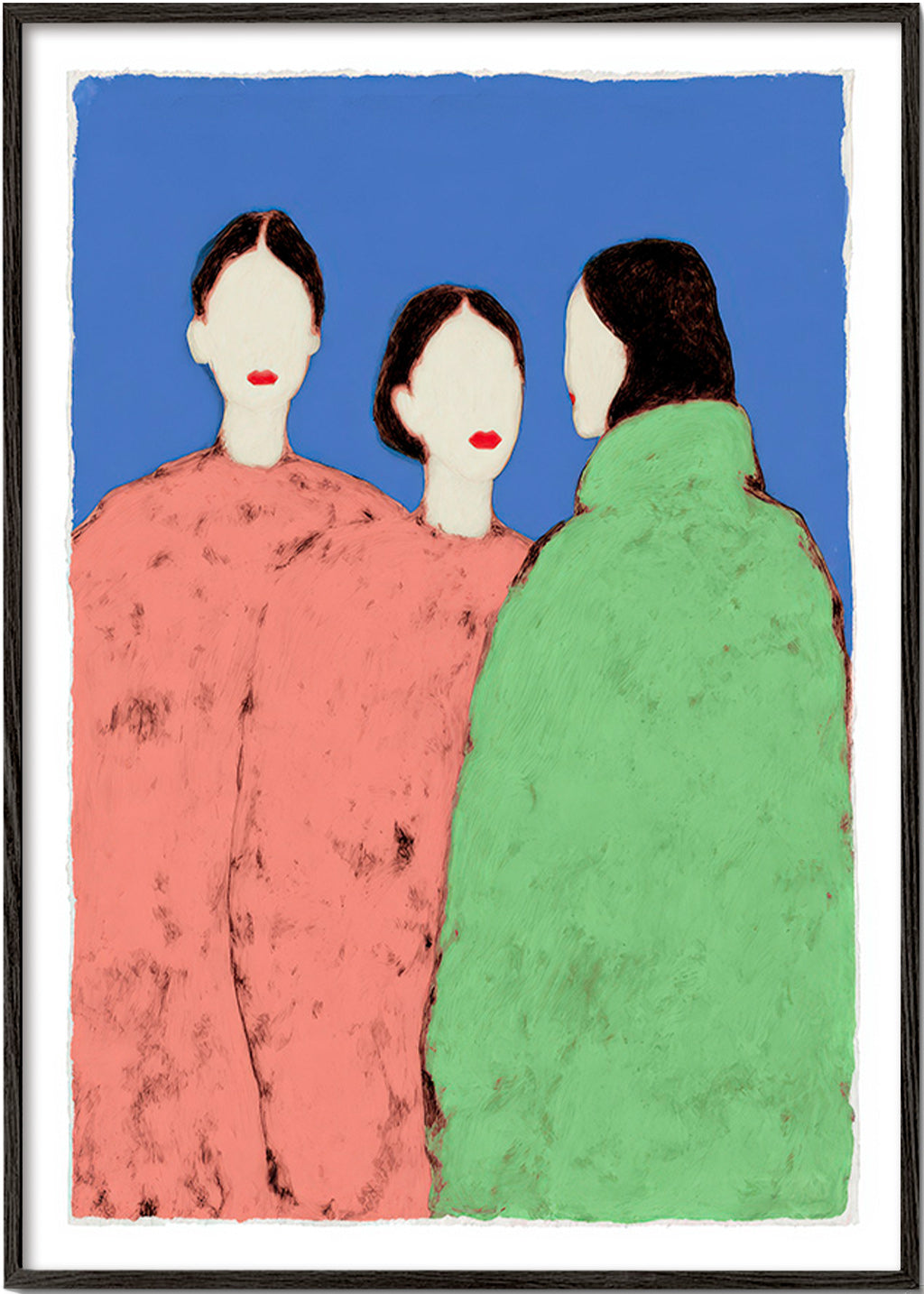 Illustration de trois silhouettes stylisées sur fond bleu