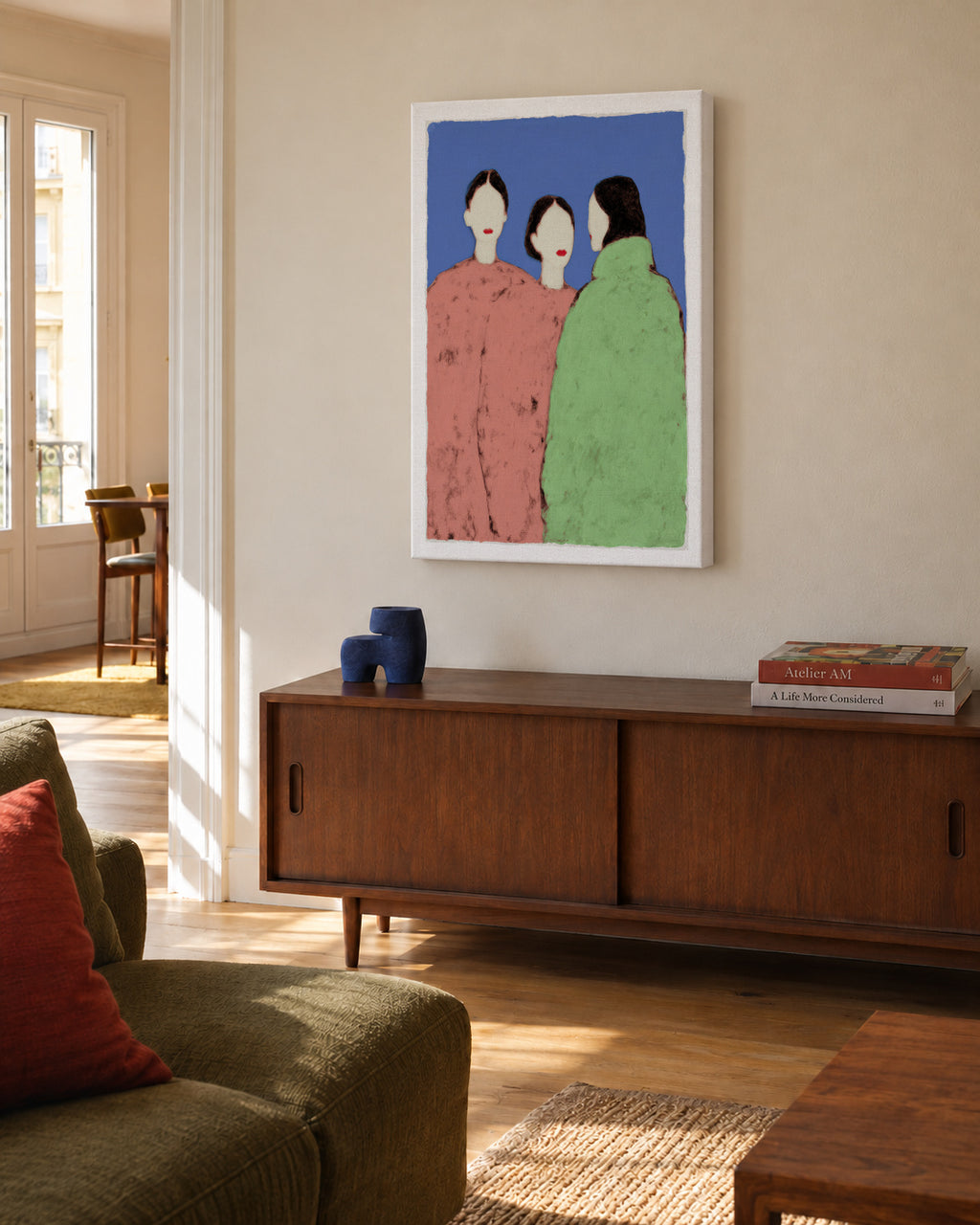 Three Friends - Unframed canvas in an interior