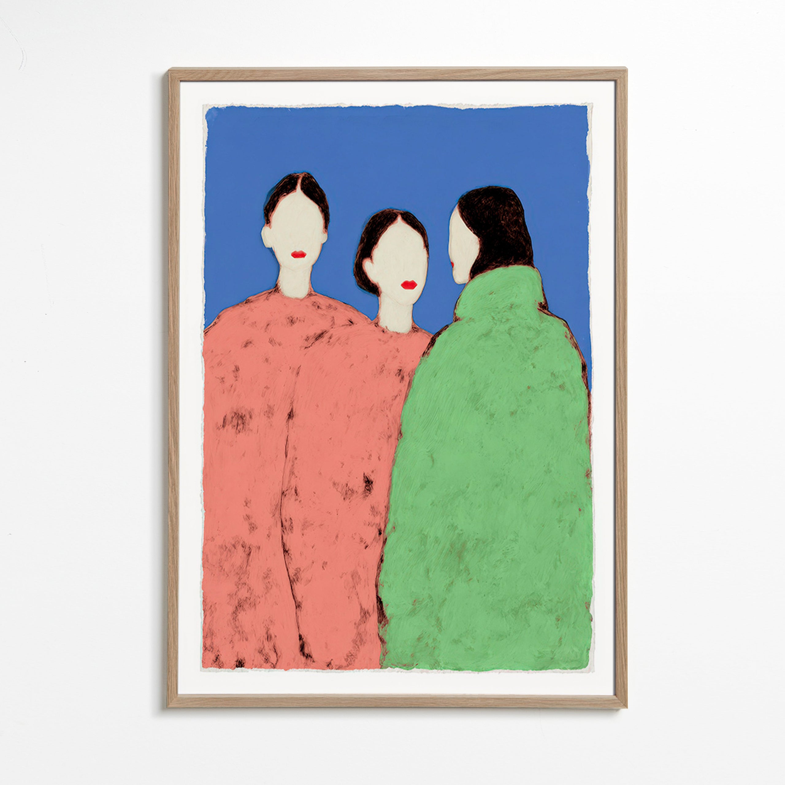 Illustration de trois silhouettes stylisées sur fond bleu