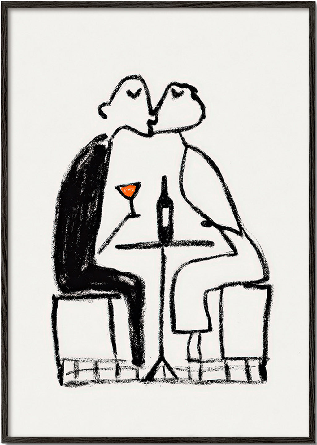 Art de cuisine: couple et verre de vin