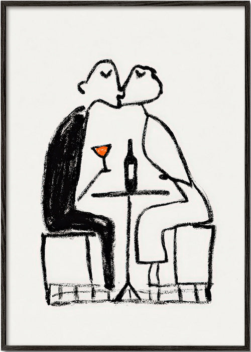 Art de cuisine: couple et verre de vin