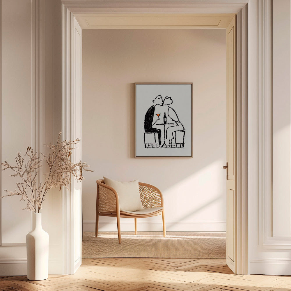 Art de cuisine: couple et verre de vin