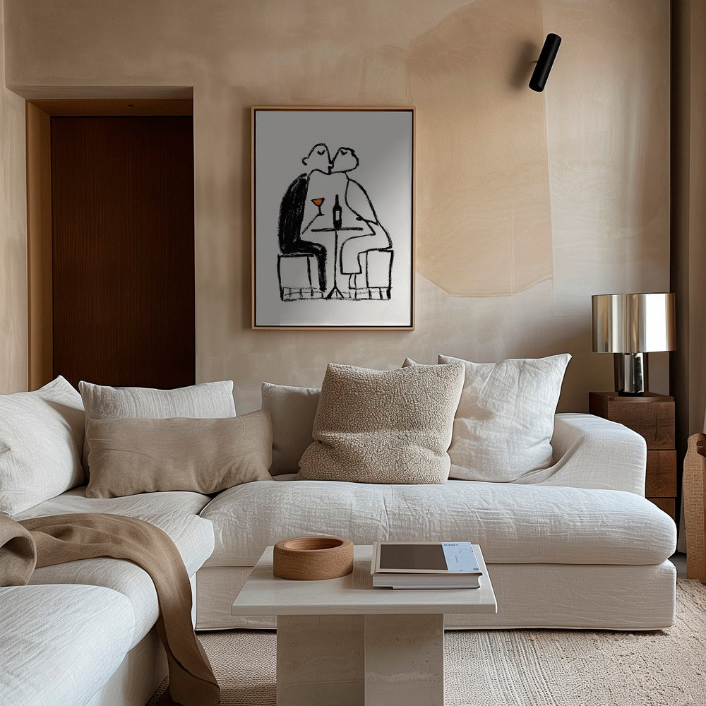 Art de cuisine: couple et verre de vin