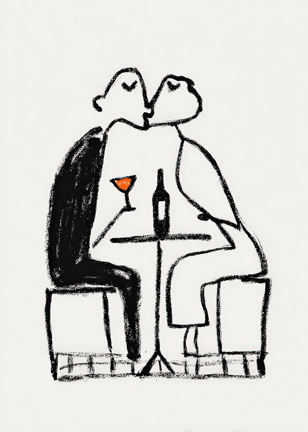 Art de cuisine: couple et verre de vin