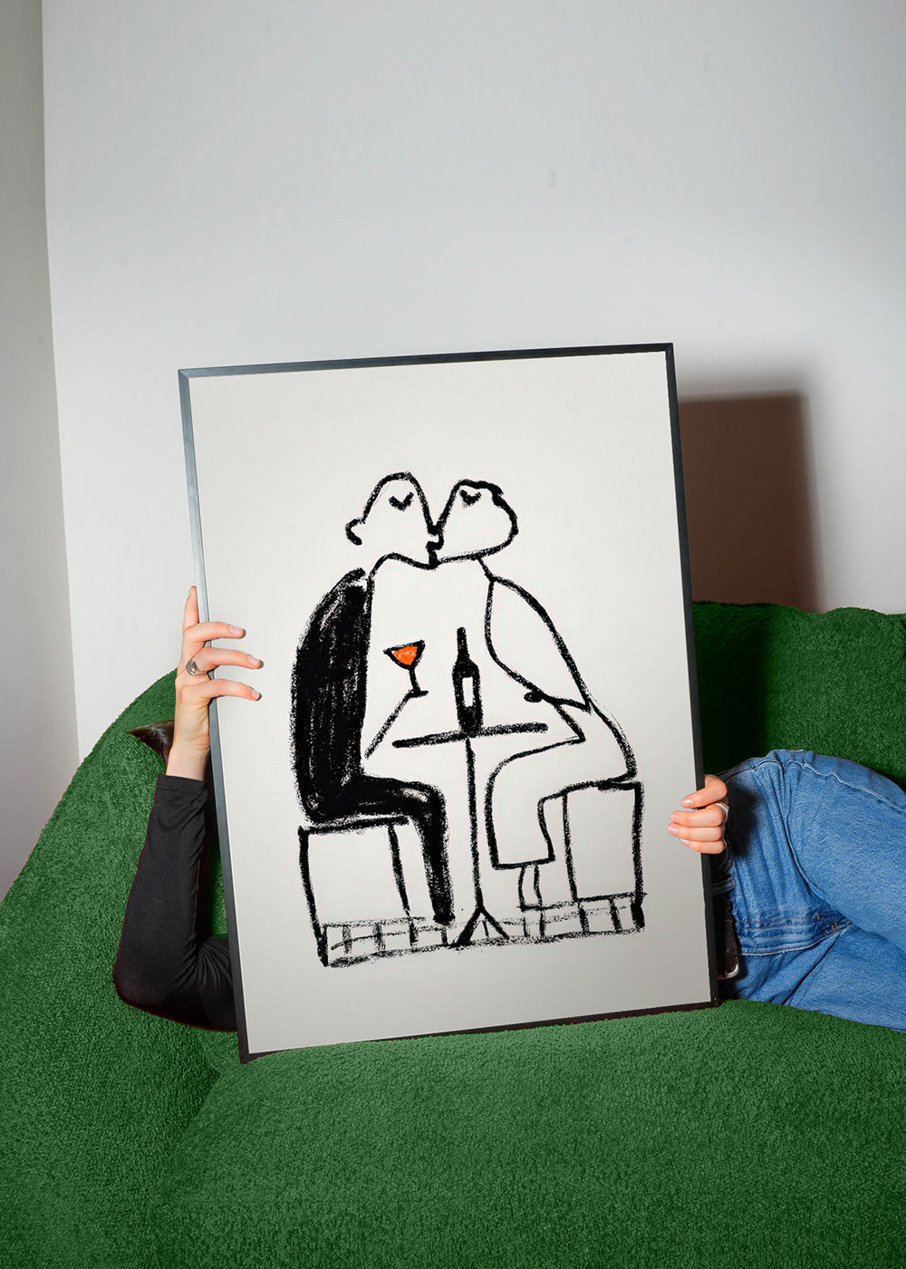 Art de cuisine: couple et verre de vin