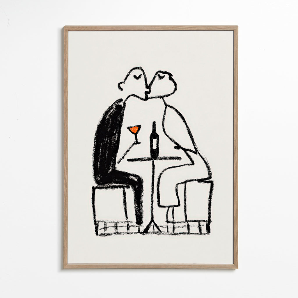 Art de cuisine: couple et verre de vin