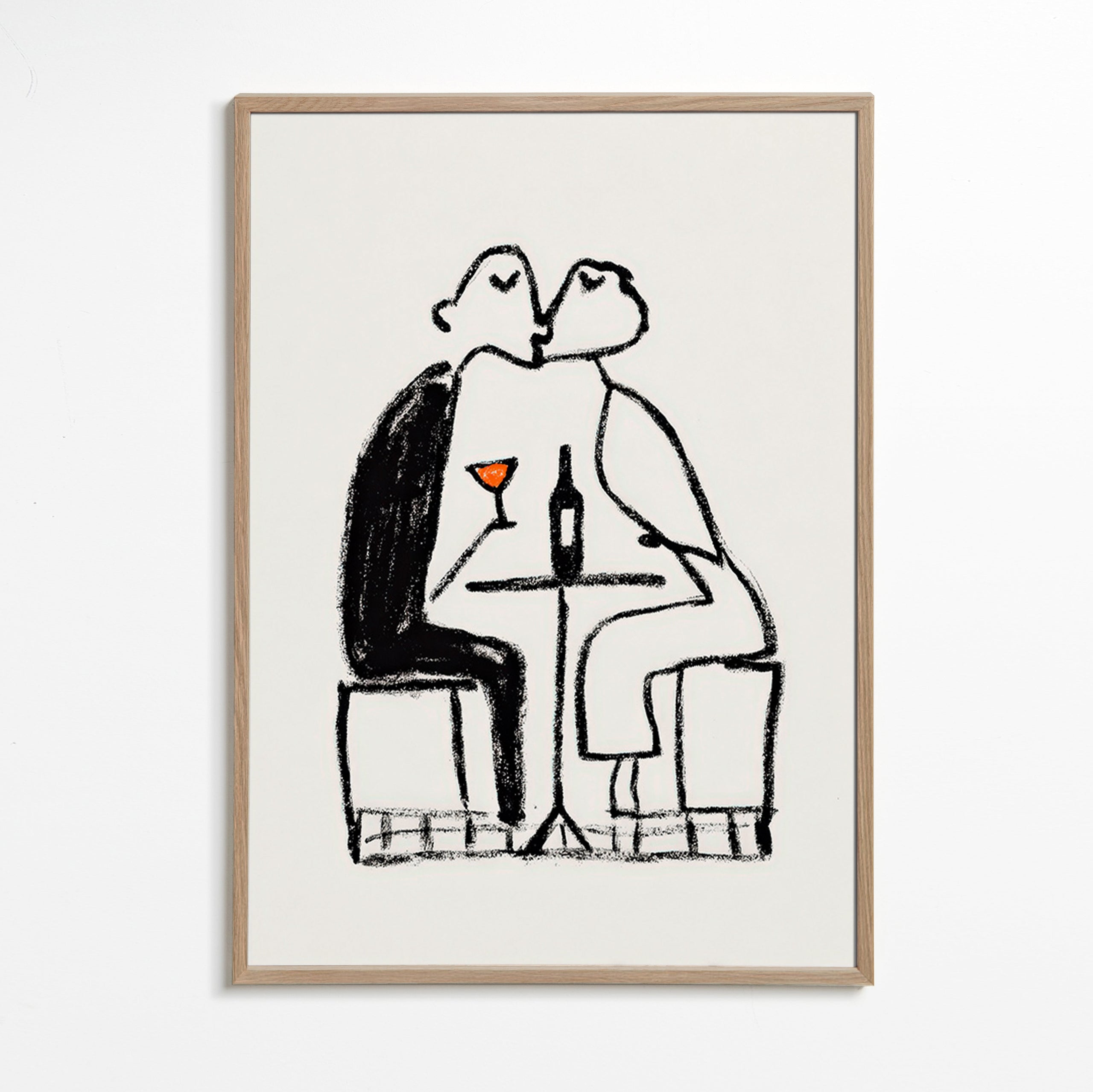 Art de cuisine: couple et verre de vin
