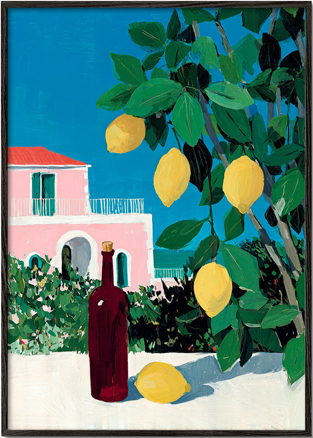 Art de cuisine citrons et bouteille