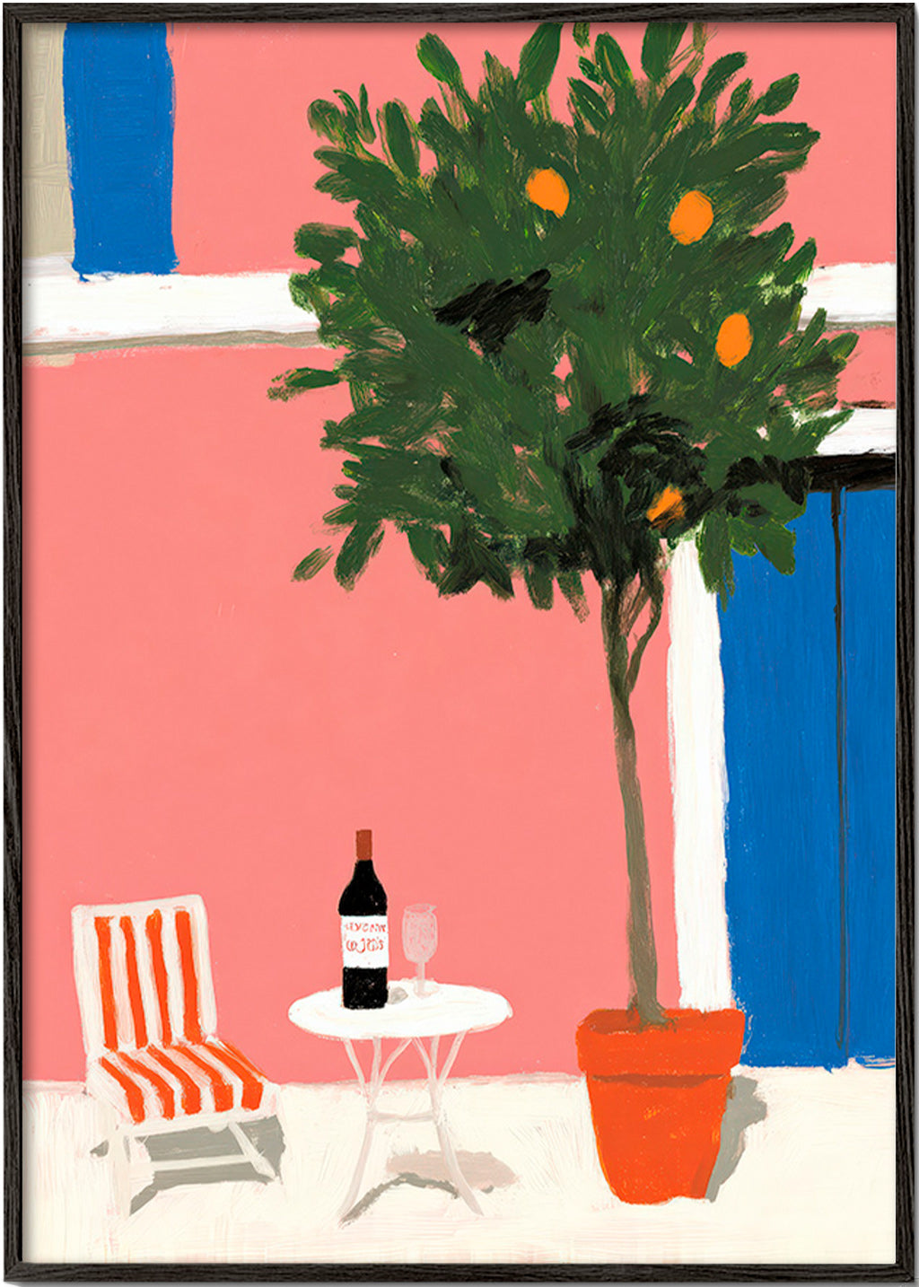 Art de cuisine avec pot d'agrumes sur terrasse