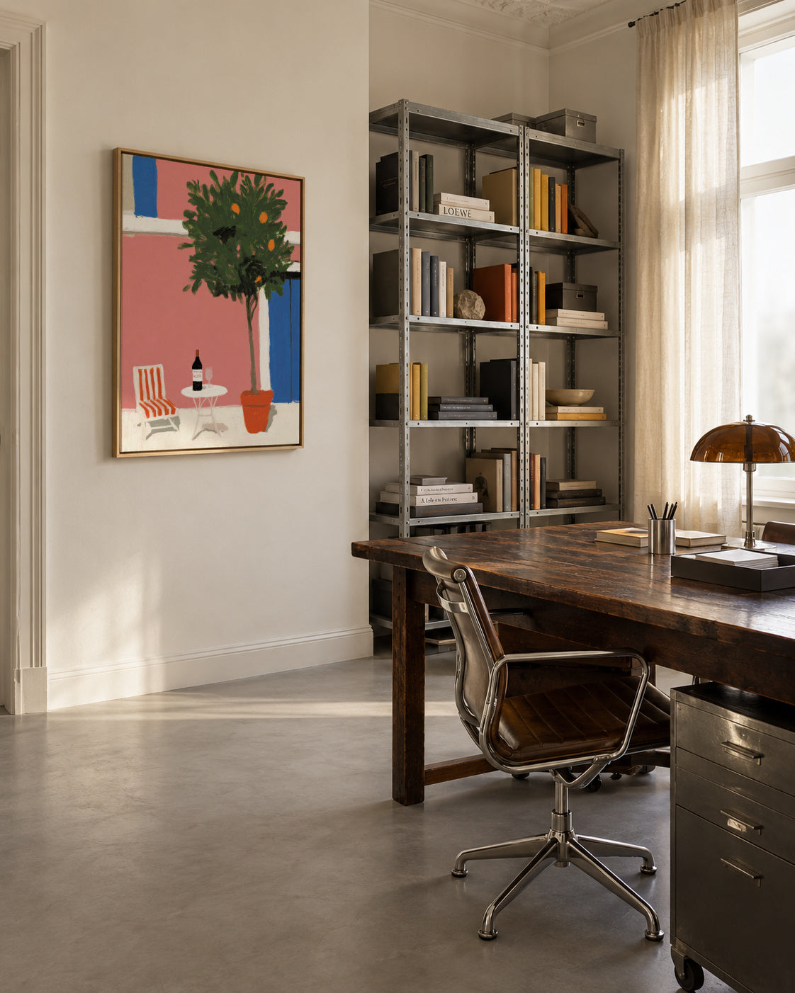 Summer Terrace - Framed canvas in an interior