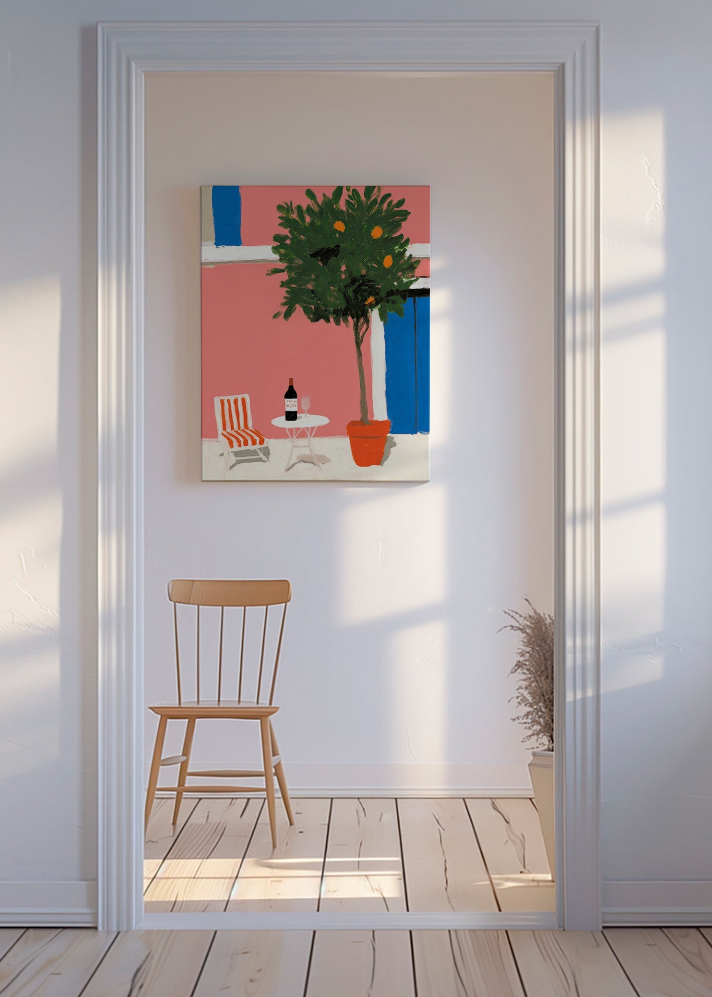 Art de cuisine avec pot d'agrumes sur terrasse