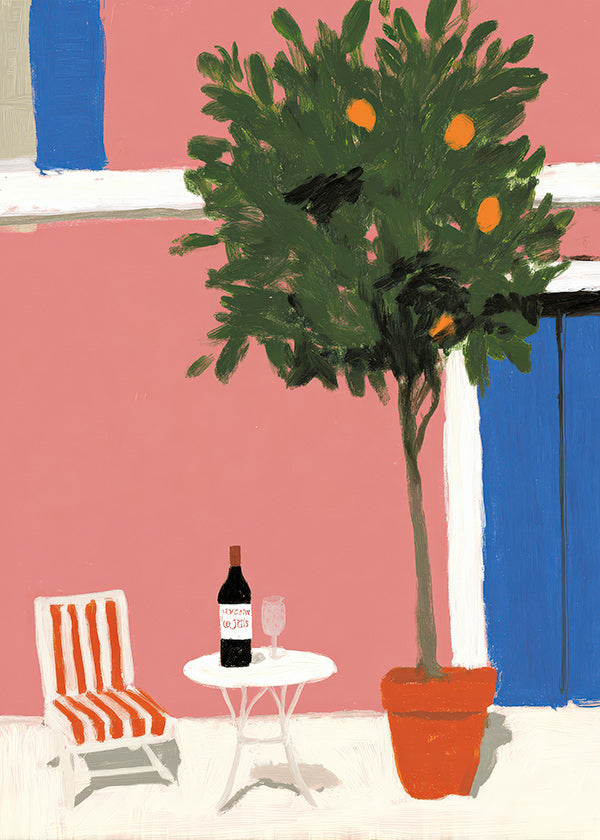 Art de cuisine avec pot d'agrumes sur terrasse