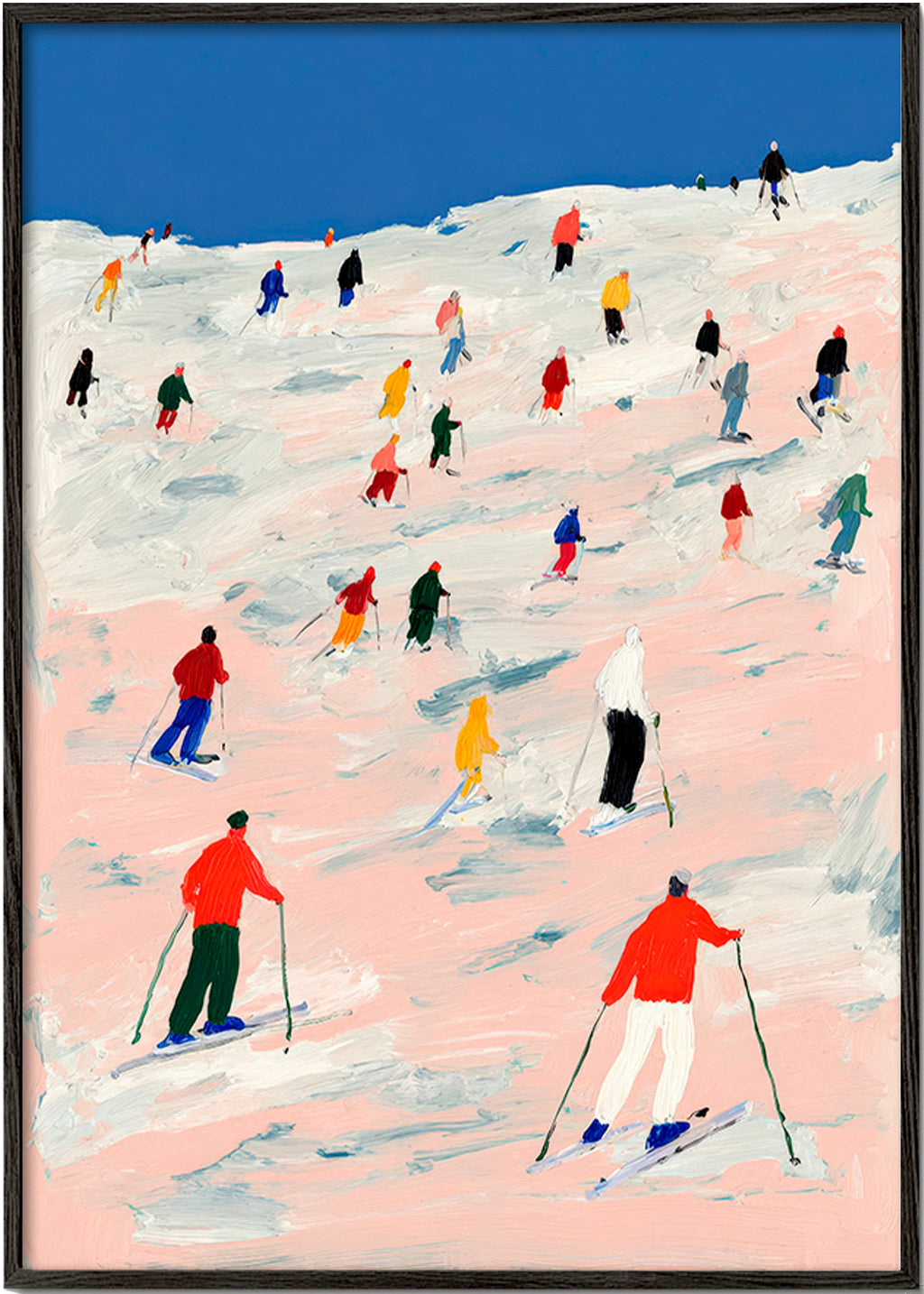 Oeuvre sportive de ski sur pente colorée