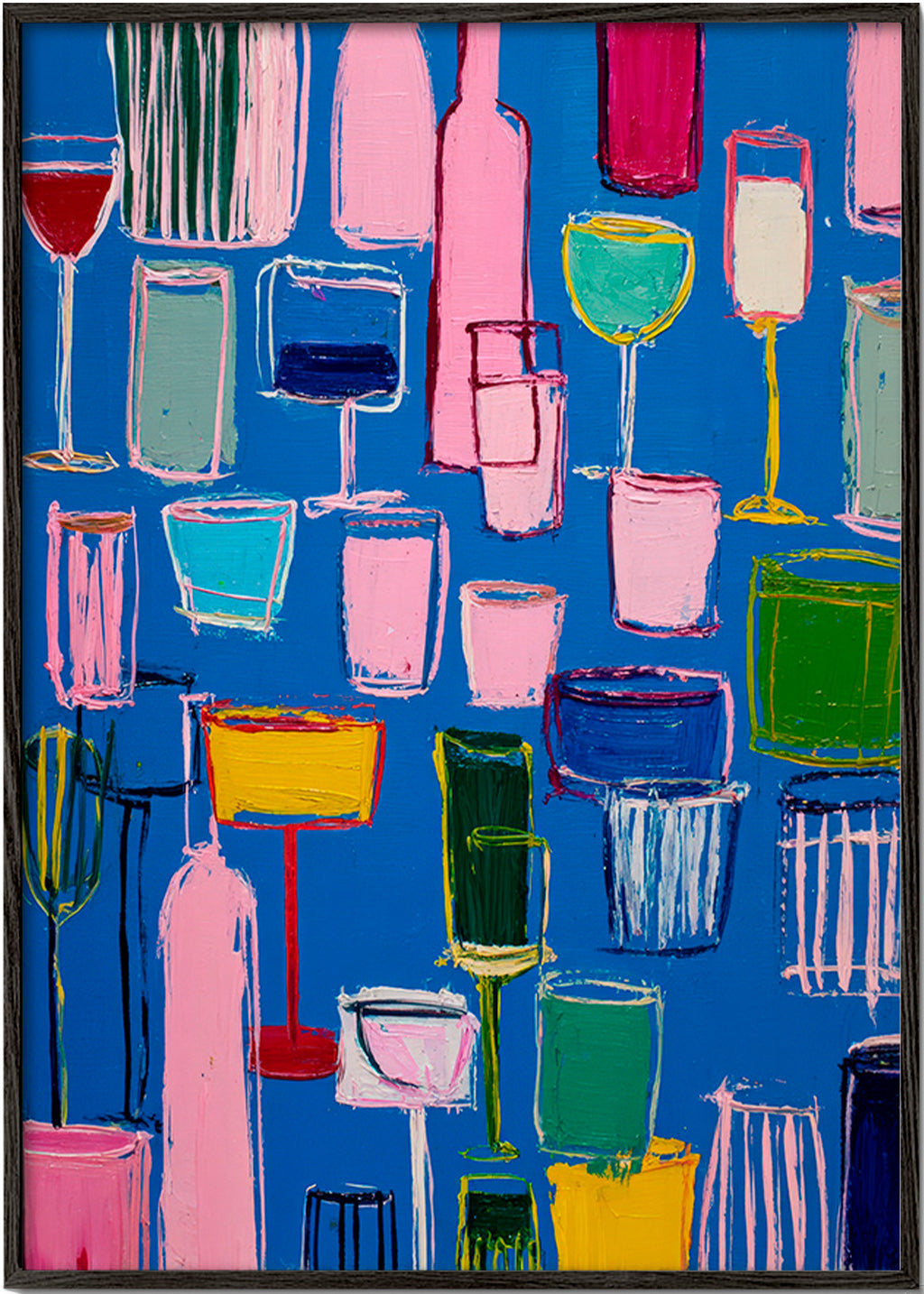 Art de cuisine : cocktails colorés sur fond bleu