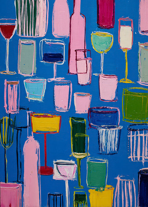 Art de cuisine : cocktails colorés sur fond bleu