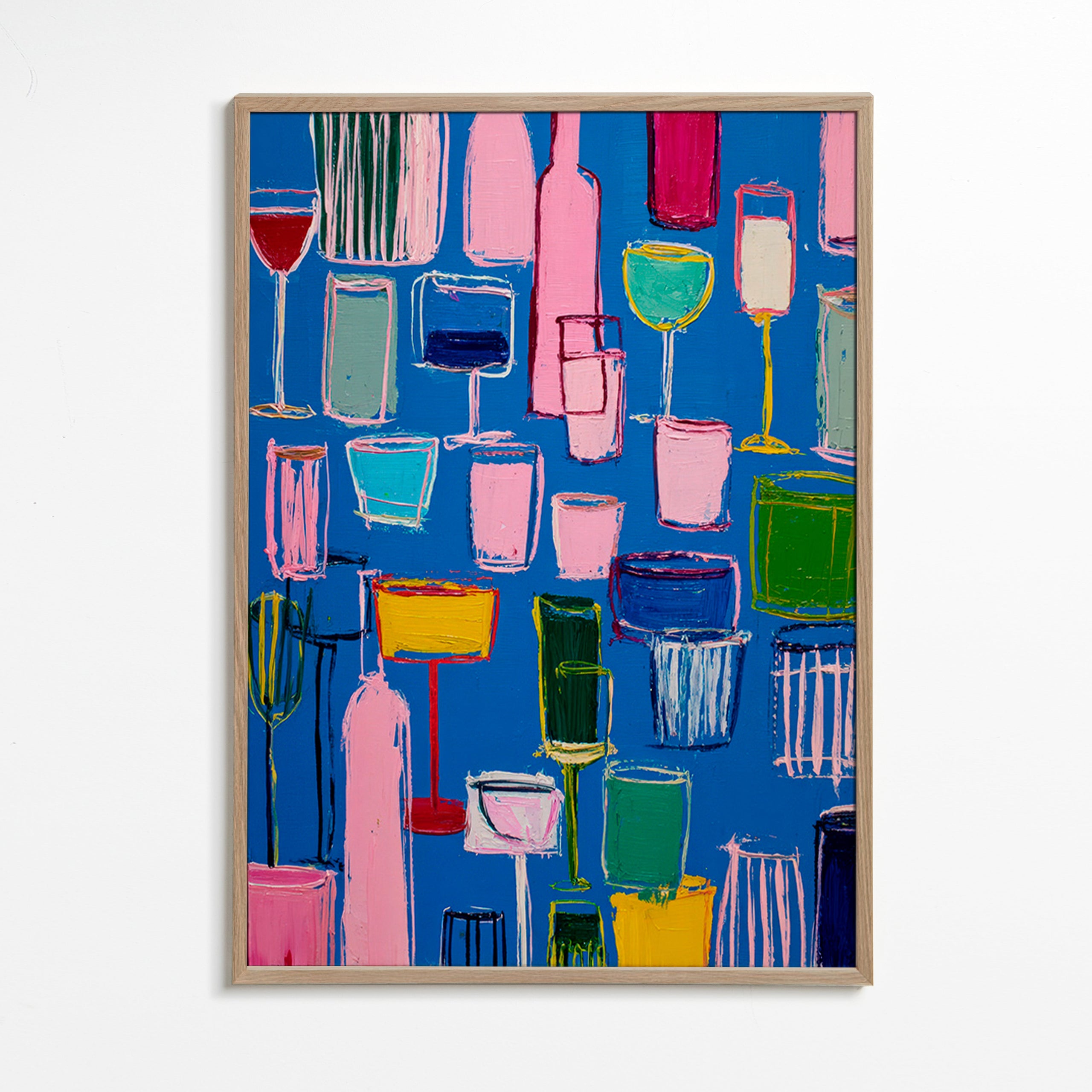 Art de cuisine : cocktails colorés sur fond bleu