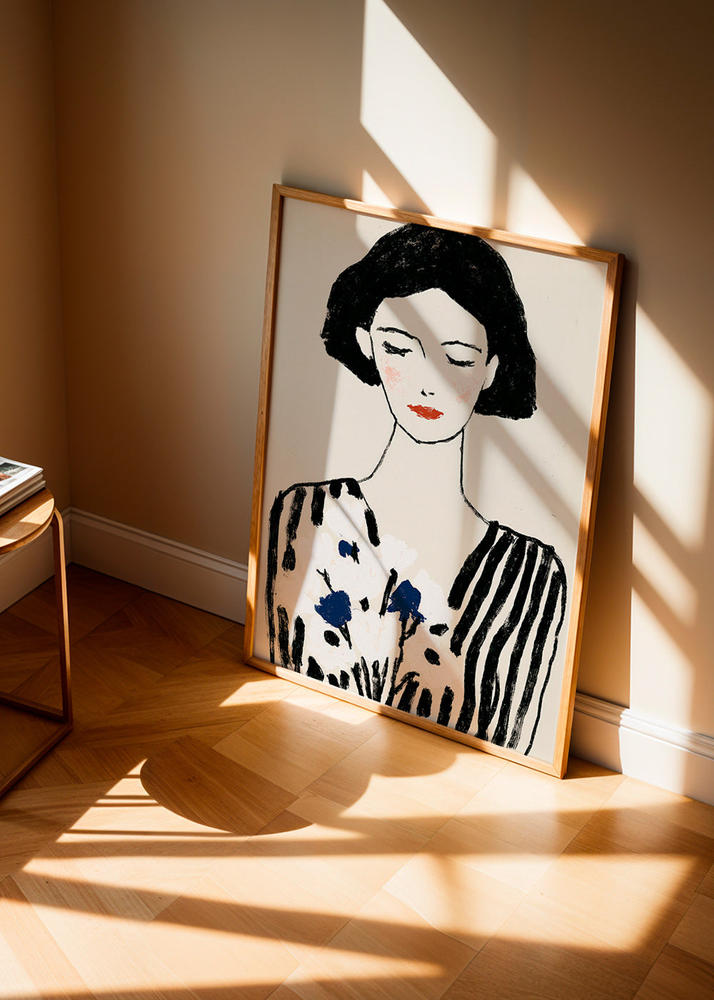Illustration: portrait féminin aux fleurs