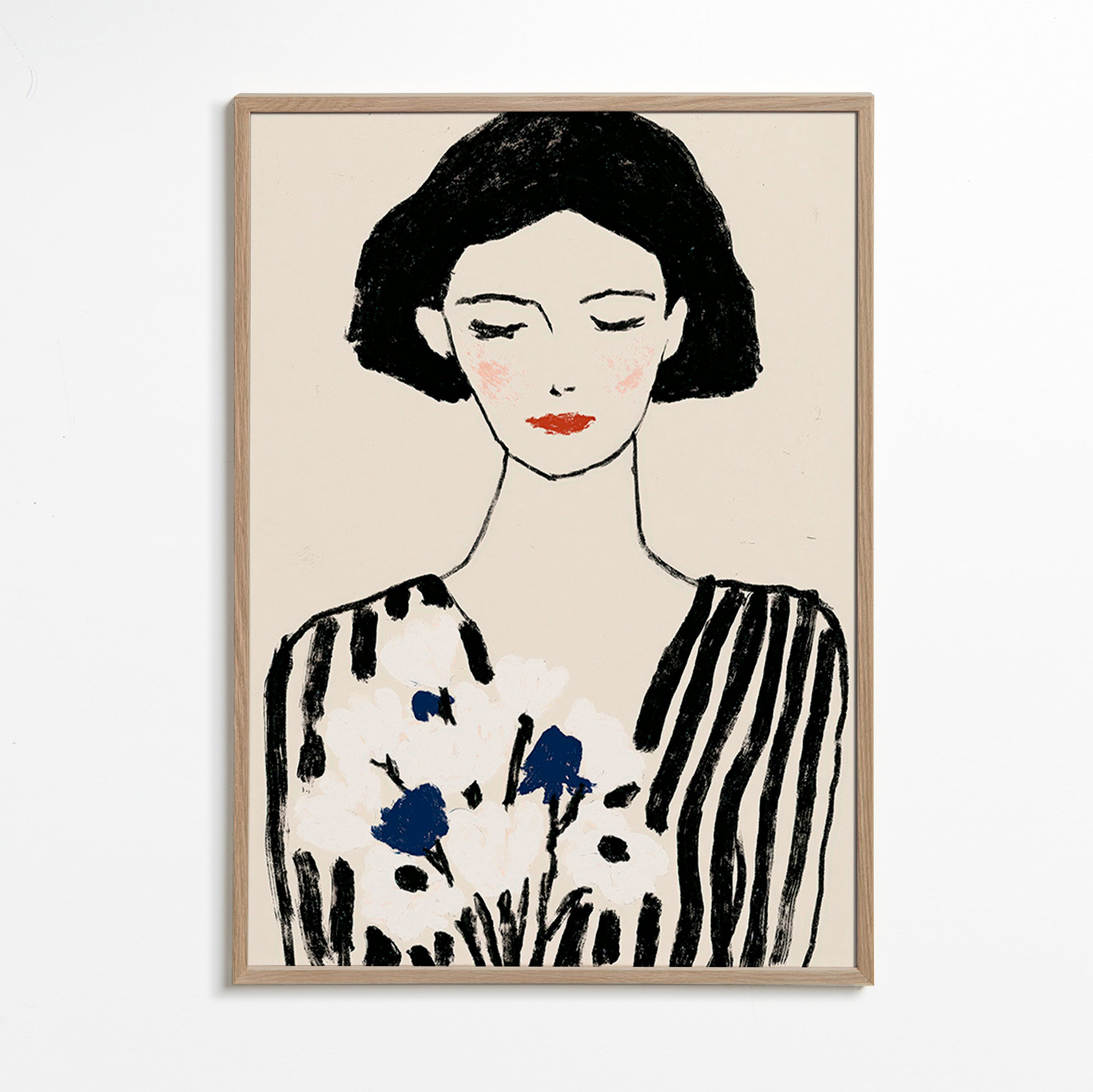 Illustration: portrait féminin aux fleurs