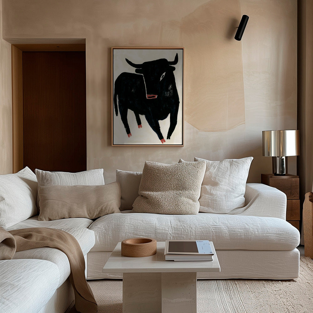 Tableau taureau noir expressif
