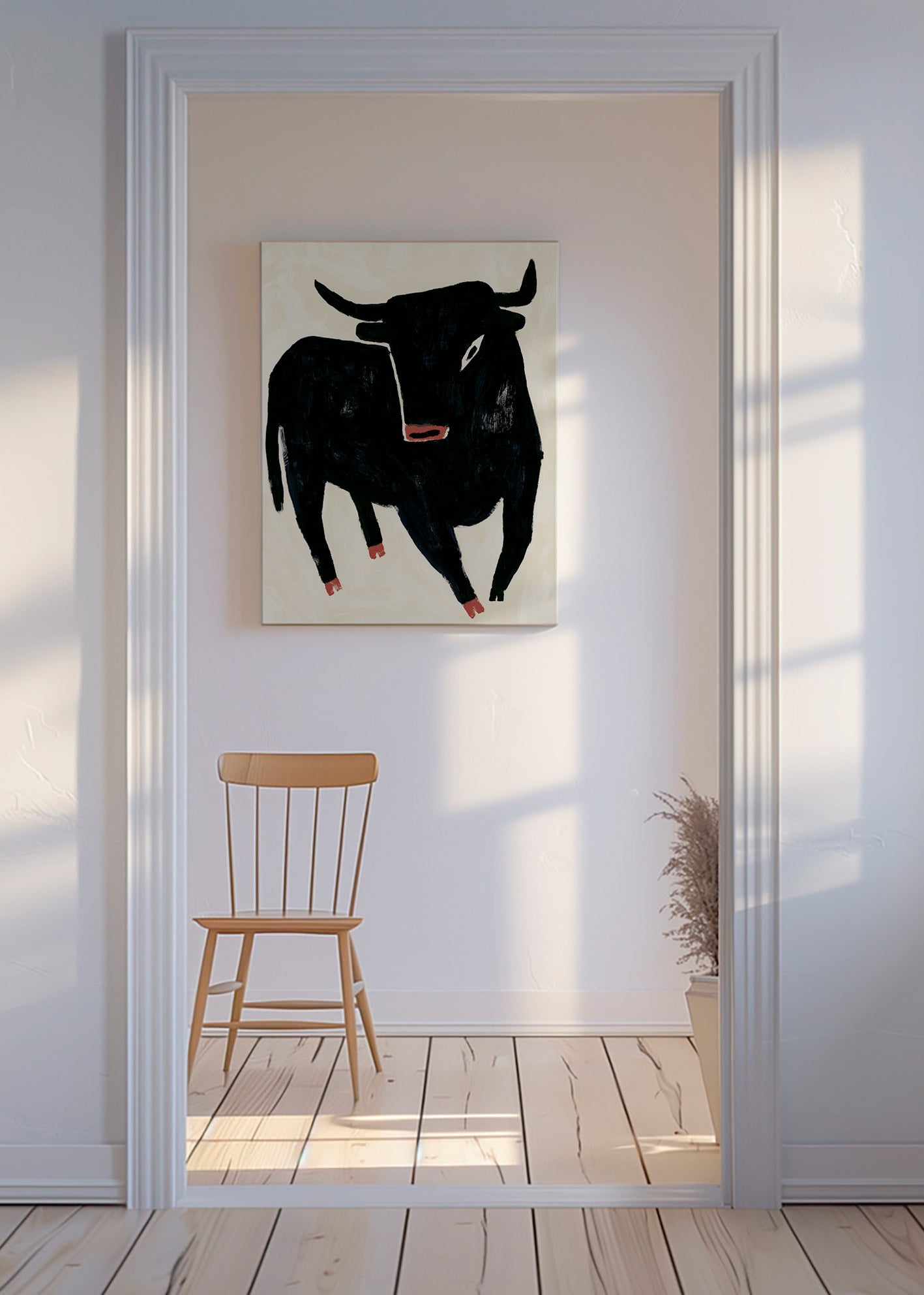 Tableau taureau noir expressif