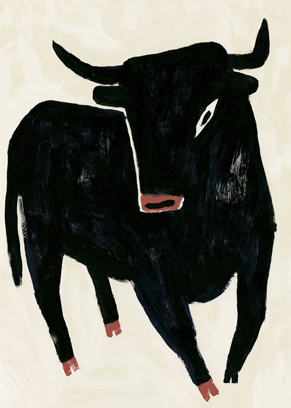 Tableau taureau noir expressif