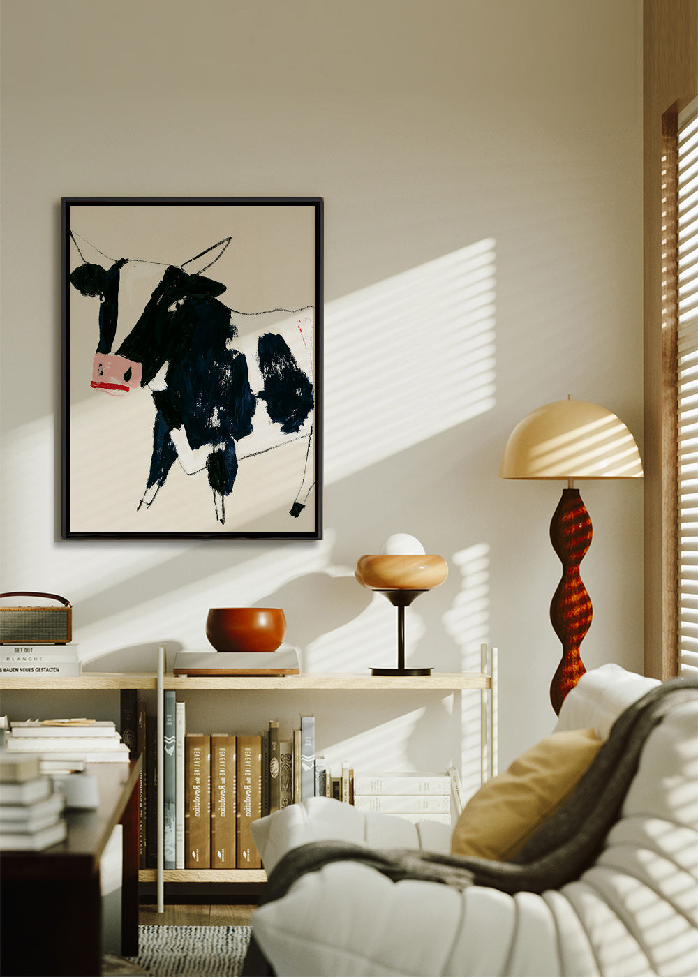 Œuvre vache aux coups de pinceau ludiques
