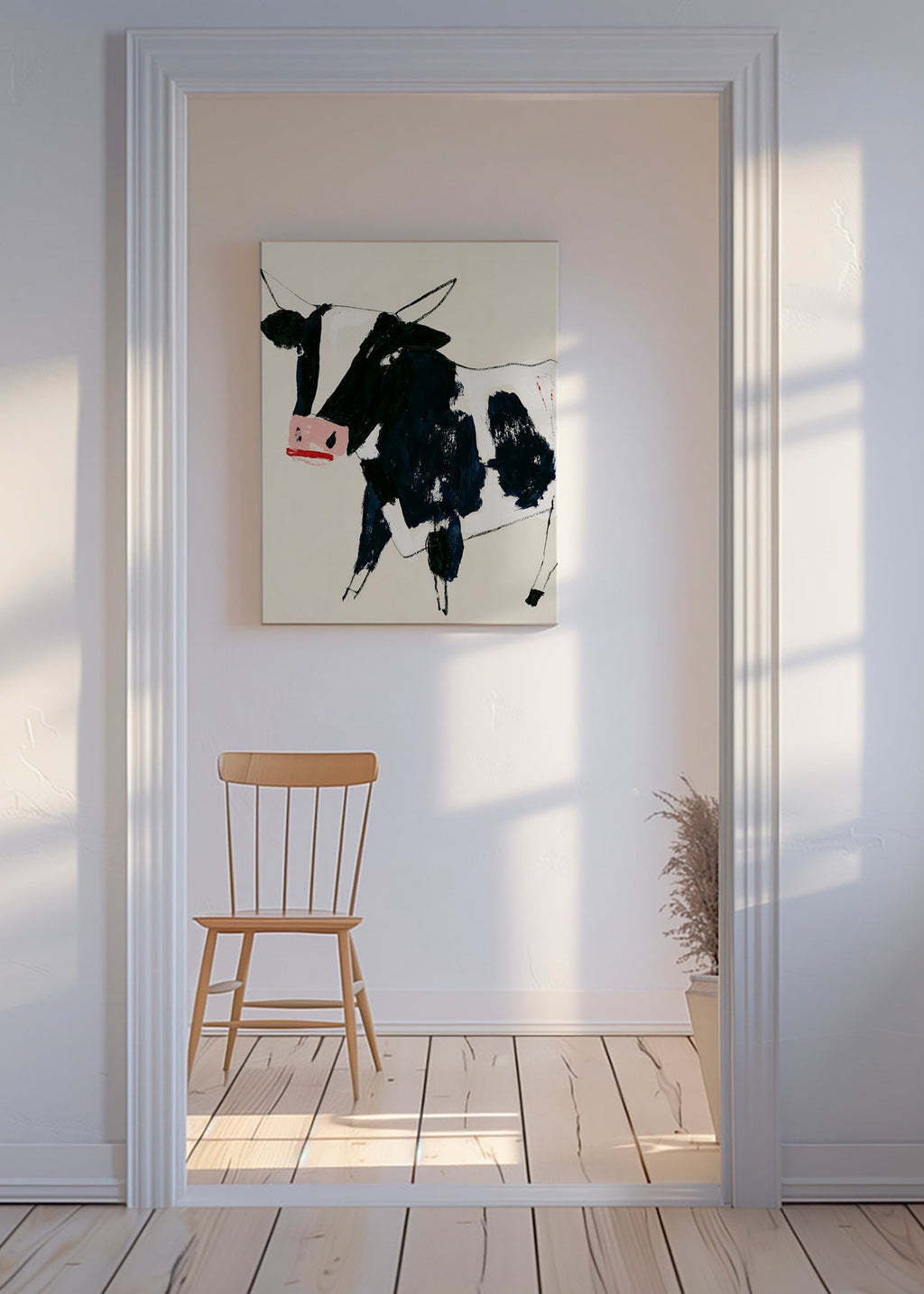 Œuvre vache aux coups de pinceau ludiques