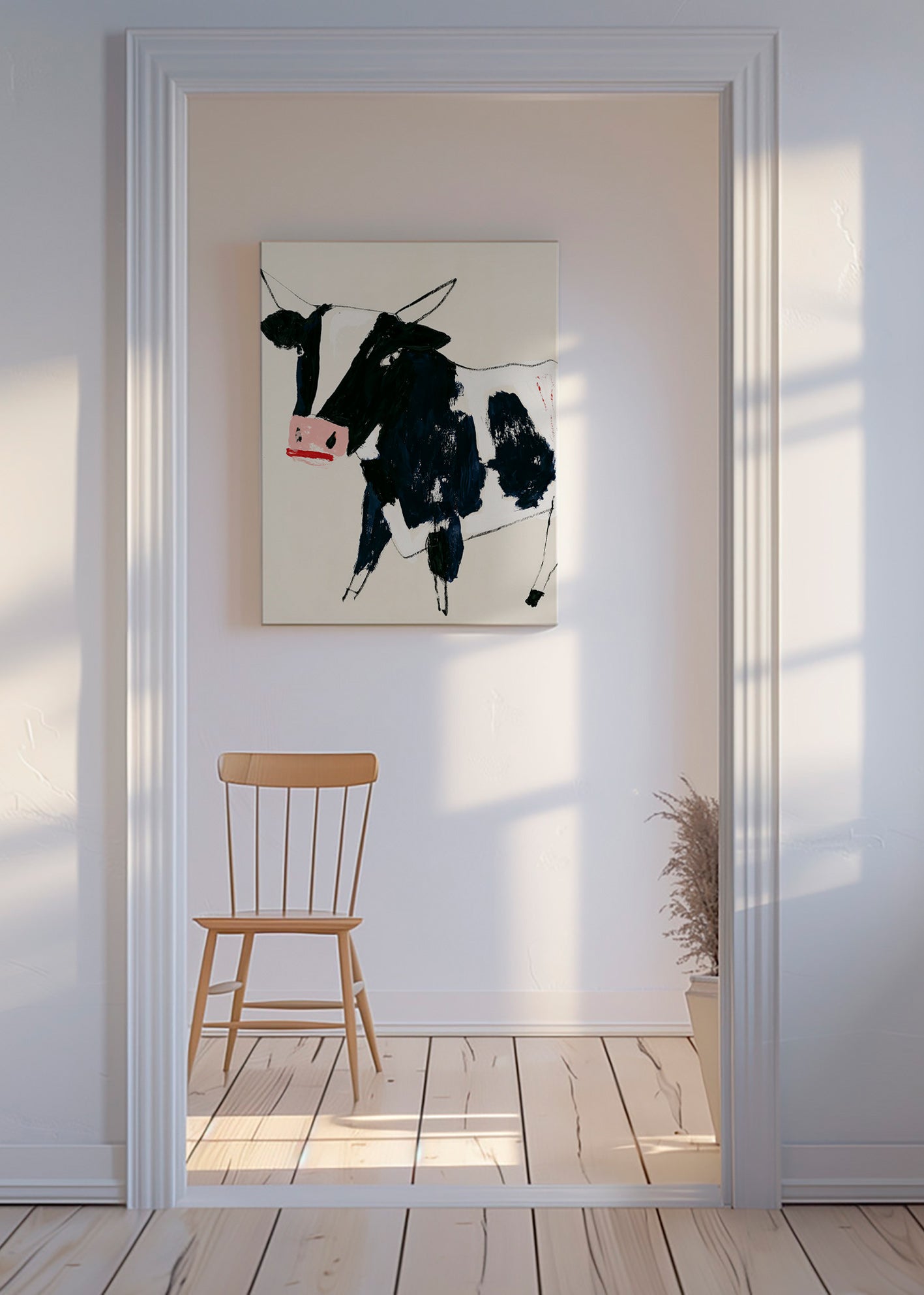 Œuvre vache aux coups de pinceau ludiques