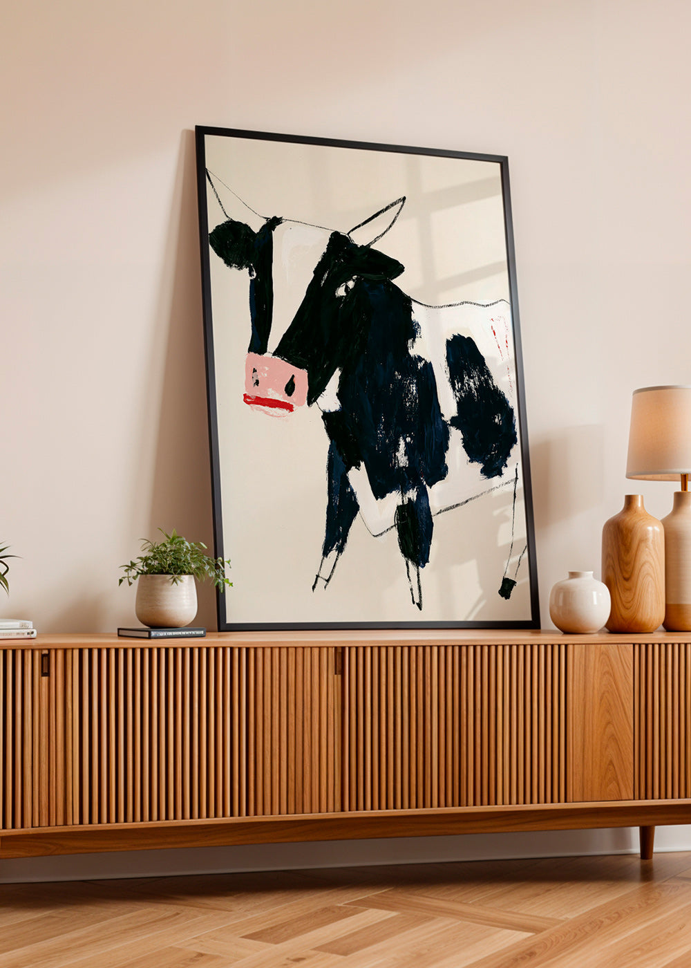 Œuvre vache aux coups de pinceau ludiques