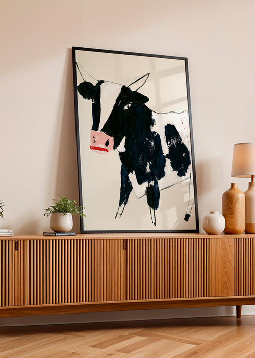 Œuvre vache aux coups de pinceau ludiques