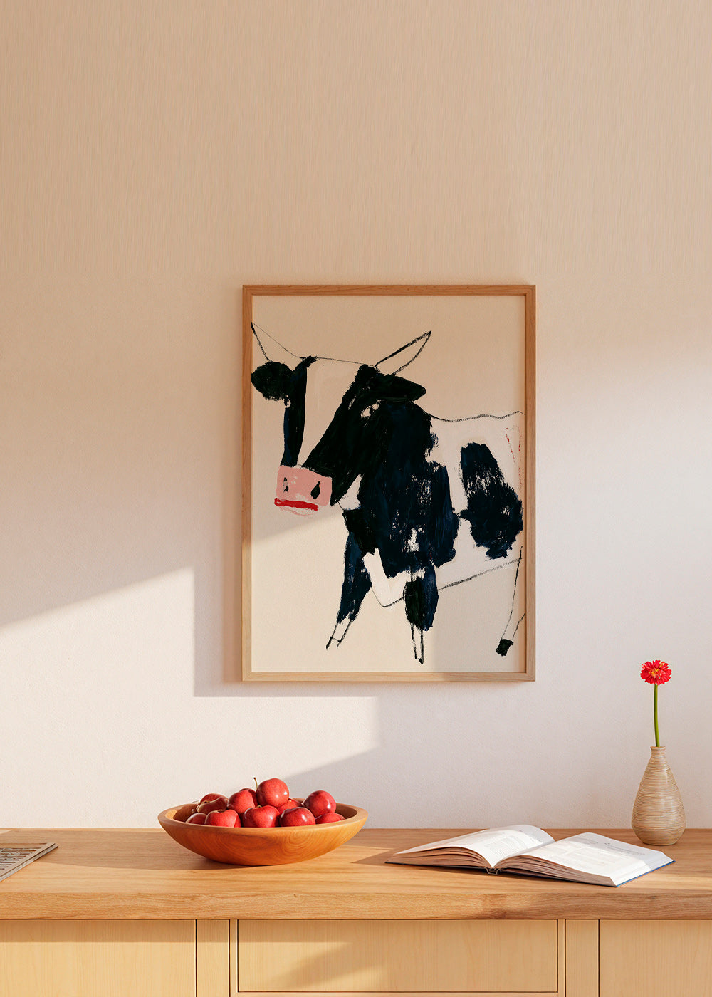 Œuvre vache aux coups de pinceau ludiques