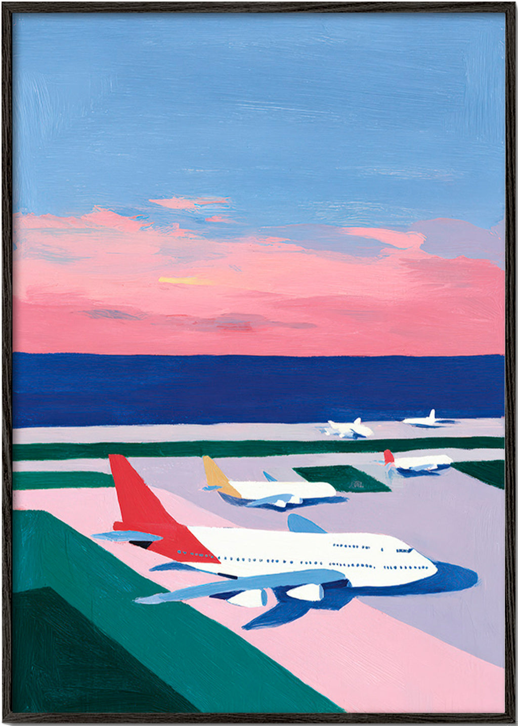 Affiche urbaine con pista al atardecer