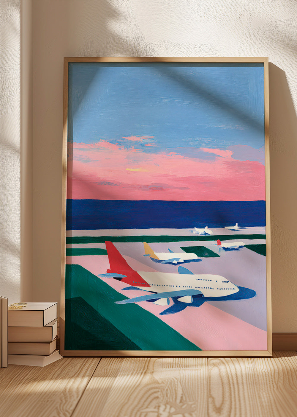 Affiche urbaine con pista al atardecer