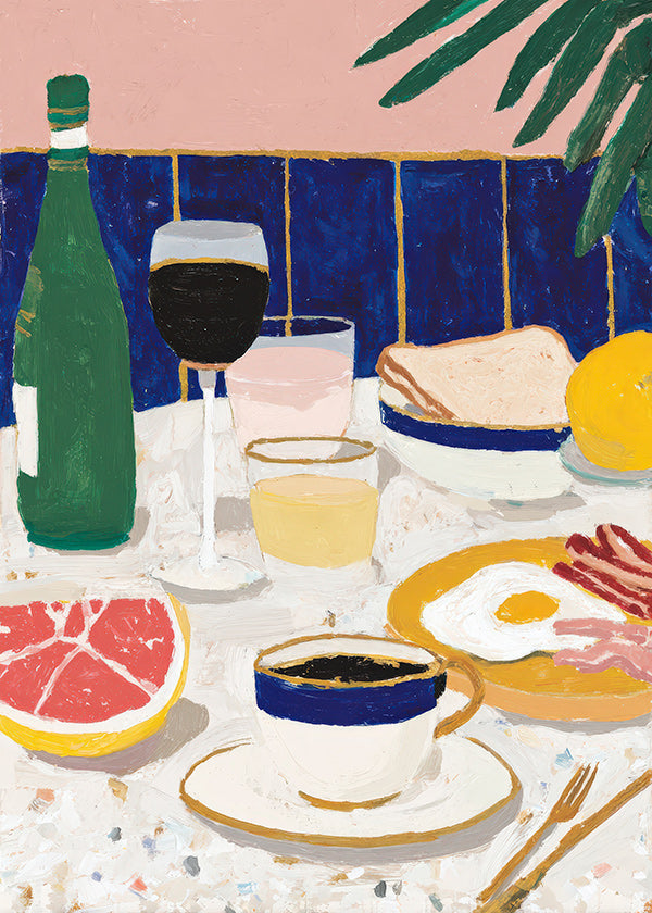 Art de cuisine: nature morte petit-déjeuner et café