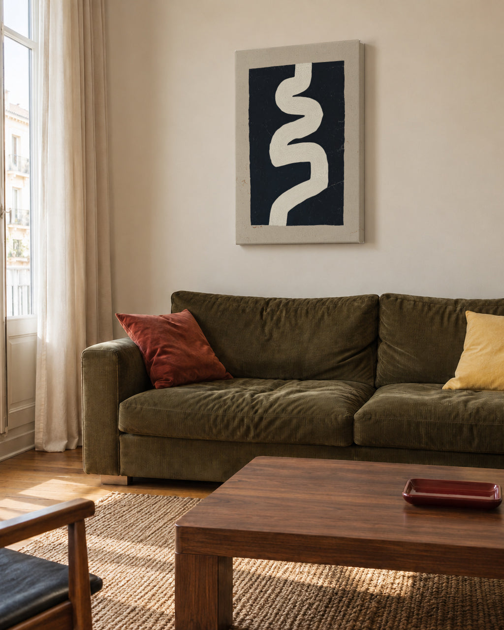 White Curve - Unframed canvas in an interior