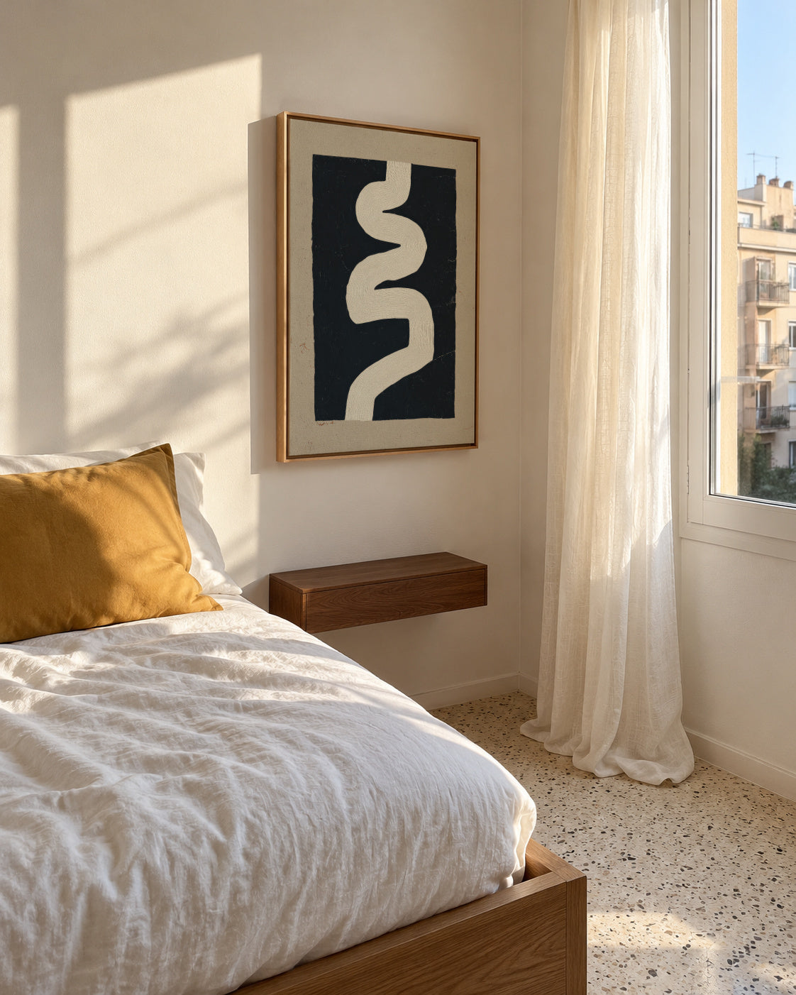 White Curve - Framed canvas in an interior