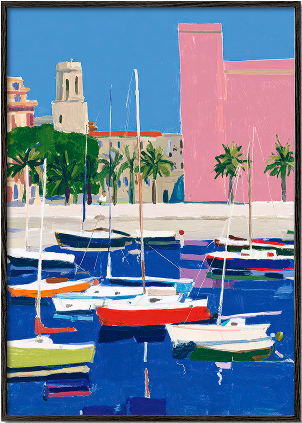 Paysage portuaire aux tons pastels