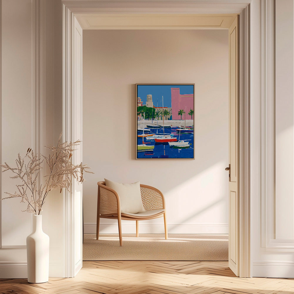 Paysage portuaire aux tons pastels