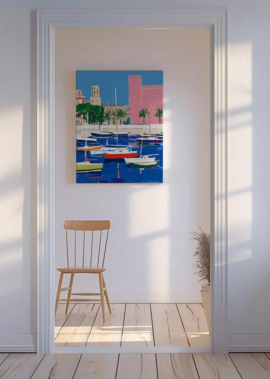 Paysage portuaire aux tons pastels