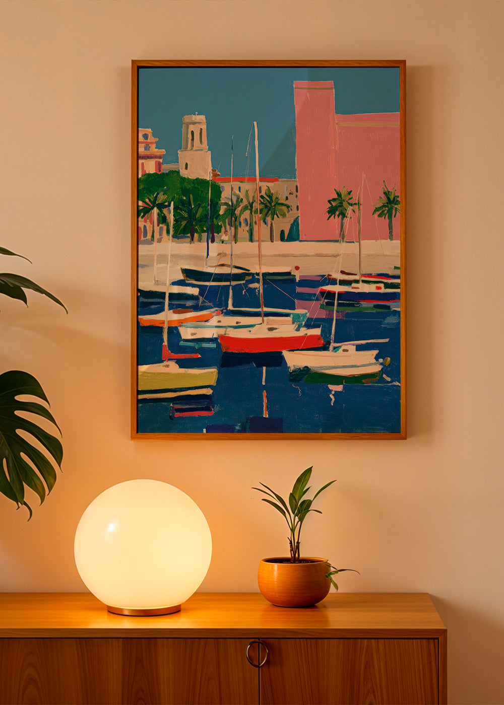 Paysage portuaire aux tons pastels