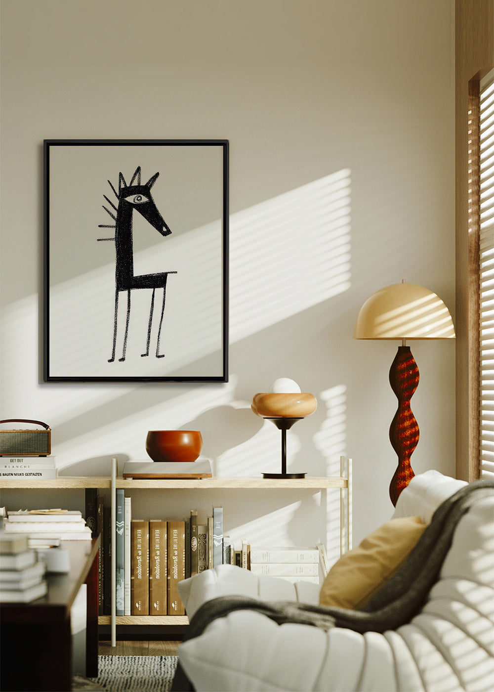 Œuvre créature minimaliste en trait