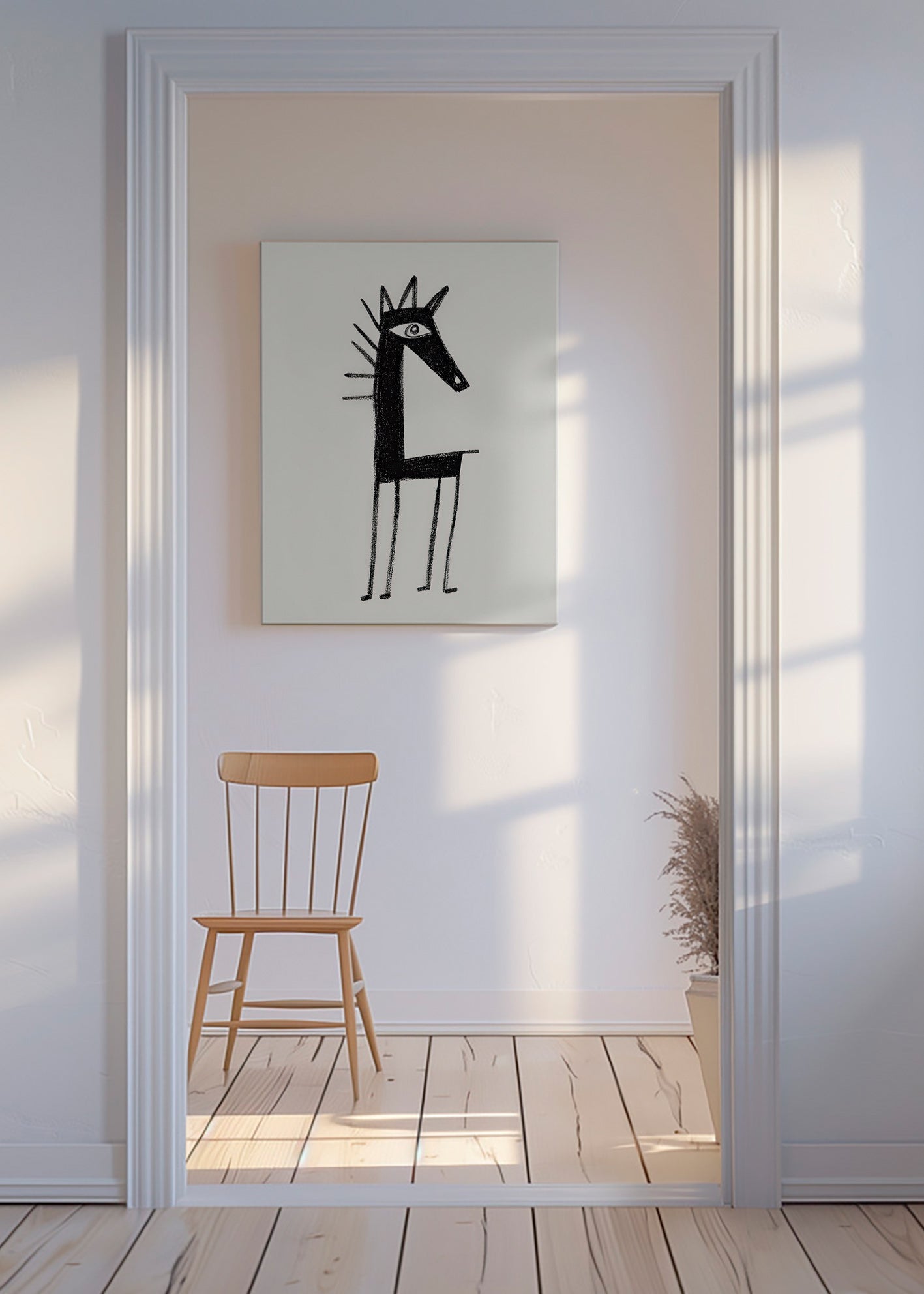 Œuvre créature minimaliste en trait
