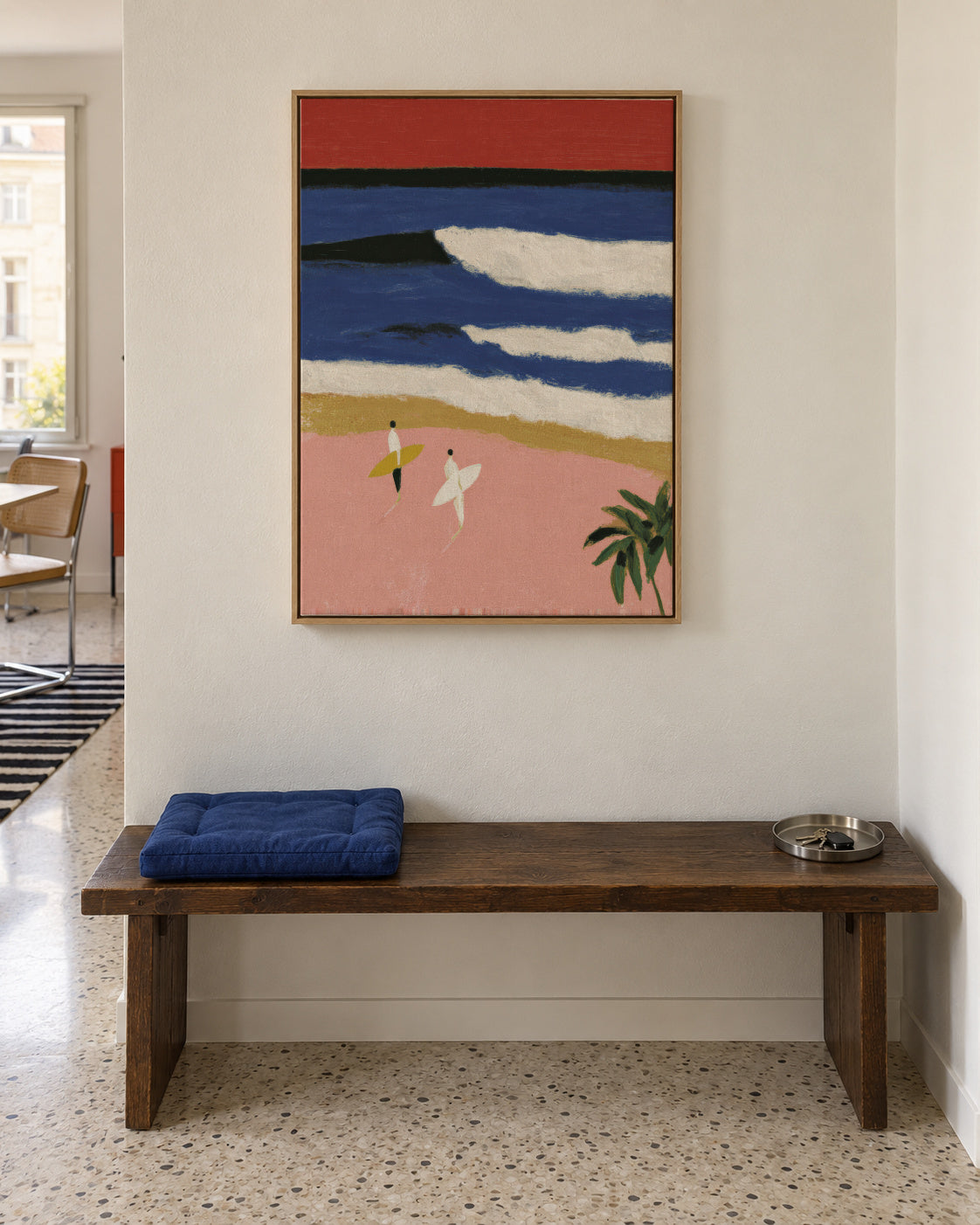Coral Waves - Framed canvas in an interior