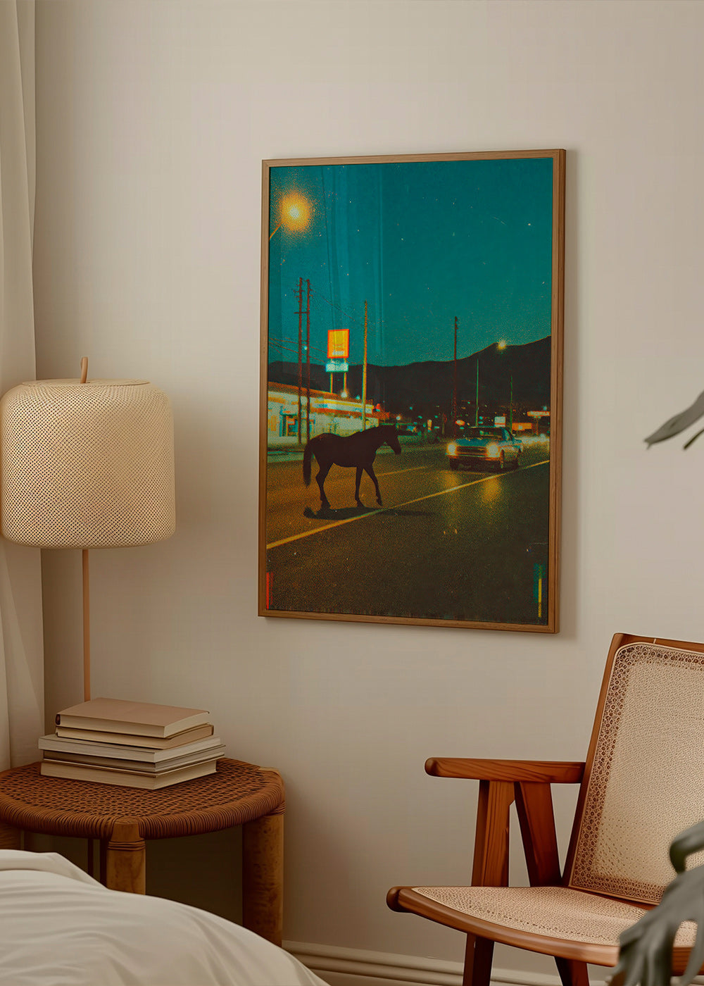 Cheval nocturne sur la route
