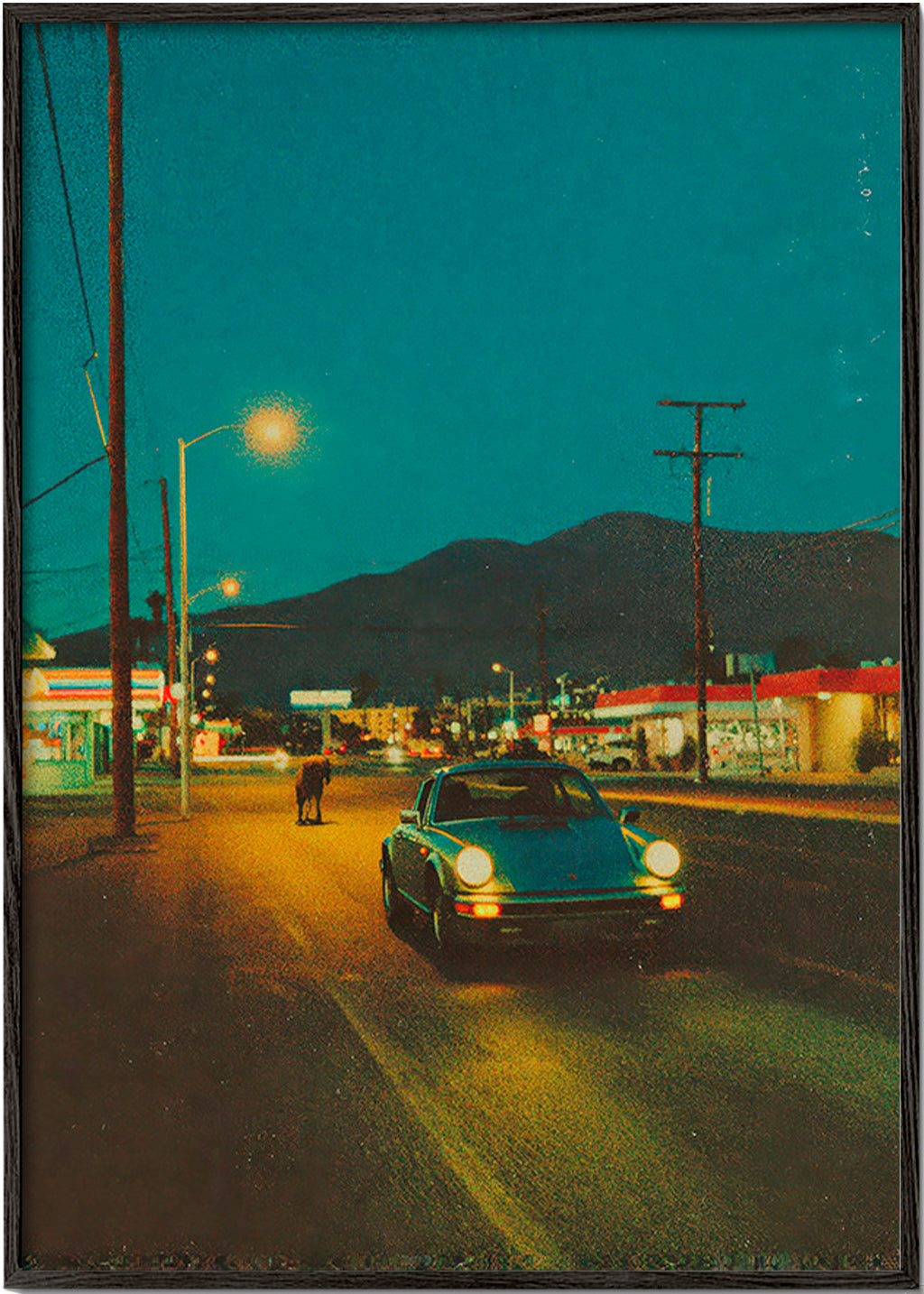 Art de paysage : route désertique nocturne