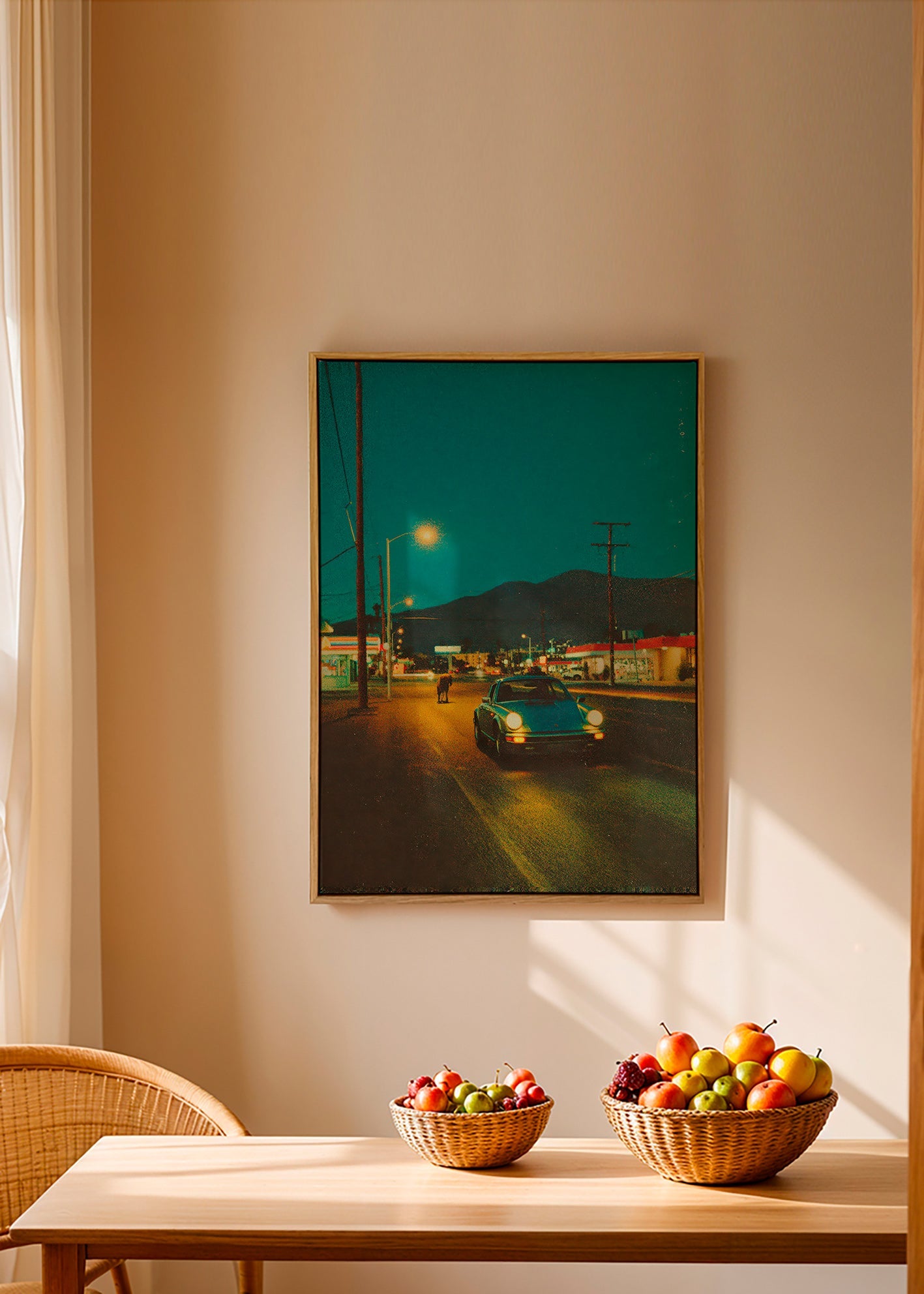 Art de paysage : route désertique nocturne
