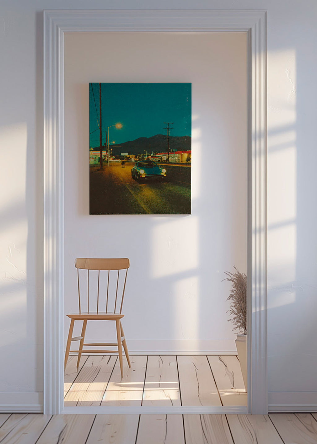 Art de paysage : route désertique nocturne