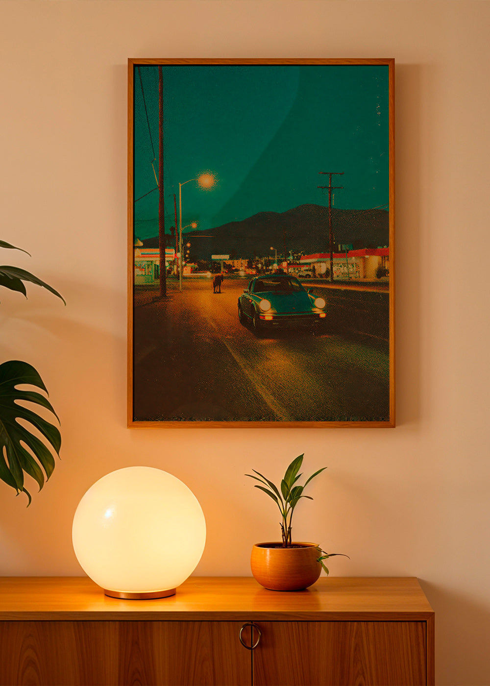 Art de paysage : route désertique nocturne